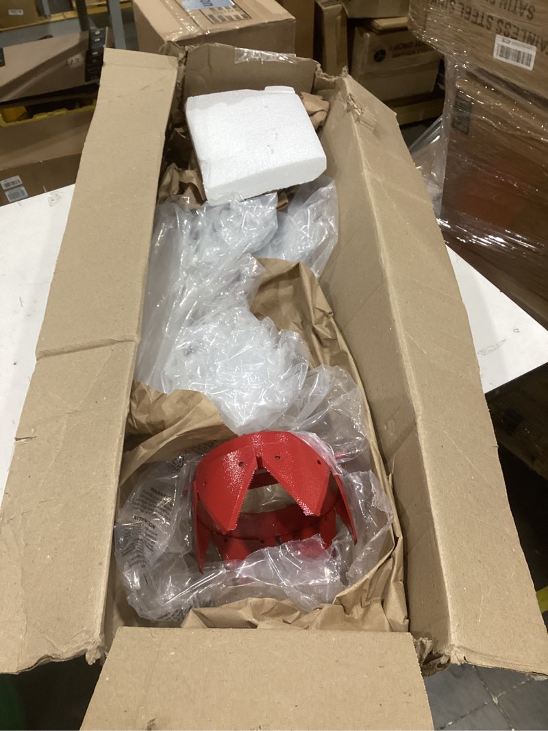Condition photo showing As Is for kenyon 6" sprinkler head trimmer with step plate, 33" welded handle, 5/8" steel shaft, t-handle – kenyon s550 irrigation series – sku 85426 red 6" diameter
