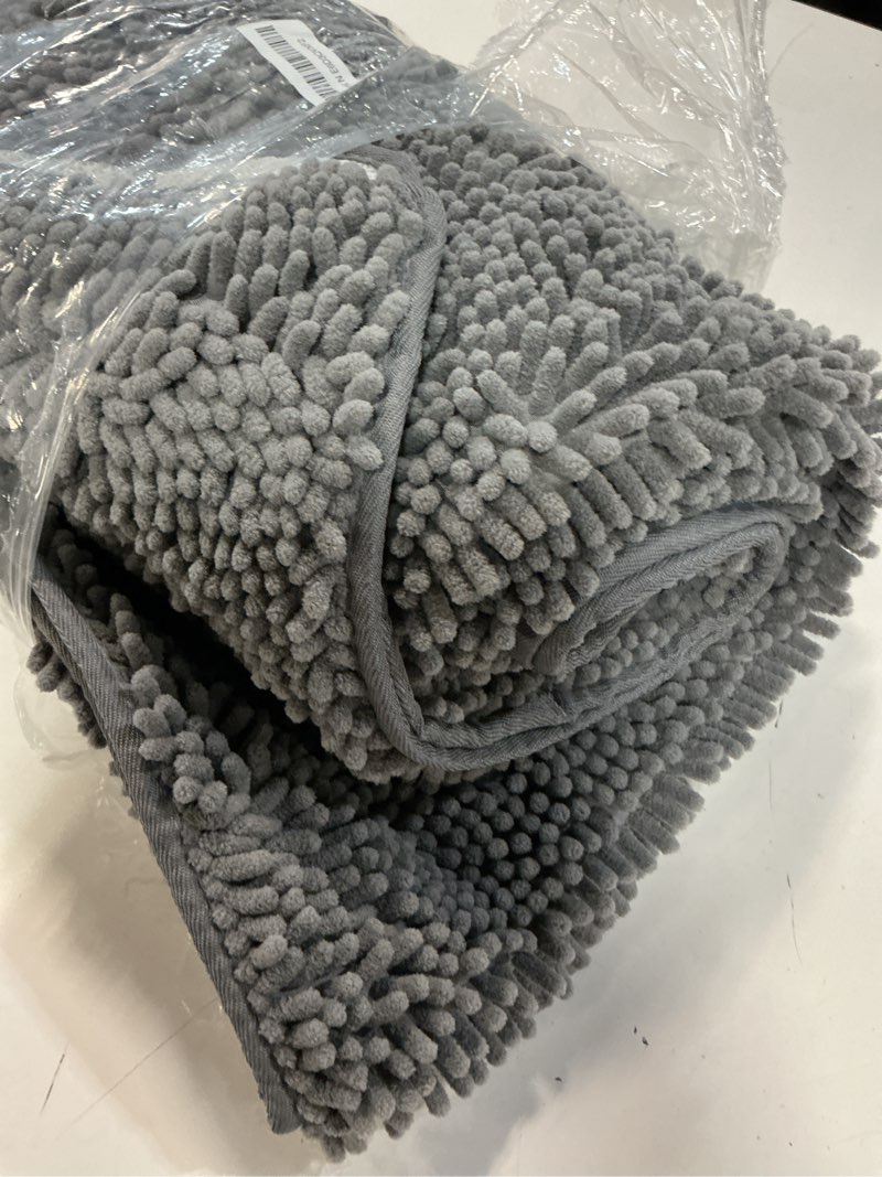 Condition photo showing Good Condition for lochas luxury bathroom rug shaggy bath mat 24 x 54 inch, washable non slip bath rugs for bathroom shower, soft plush chenille absorbent carpets mats, gray grey 2' x 4'6" (24''x54'')