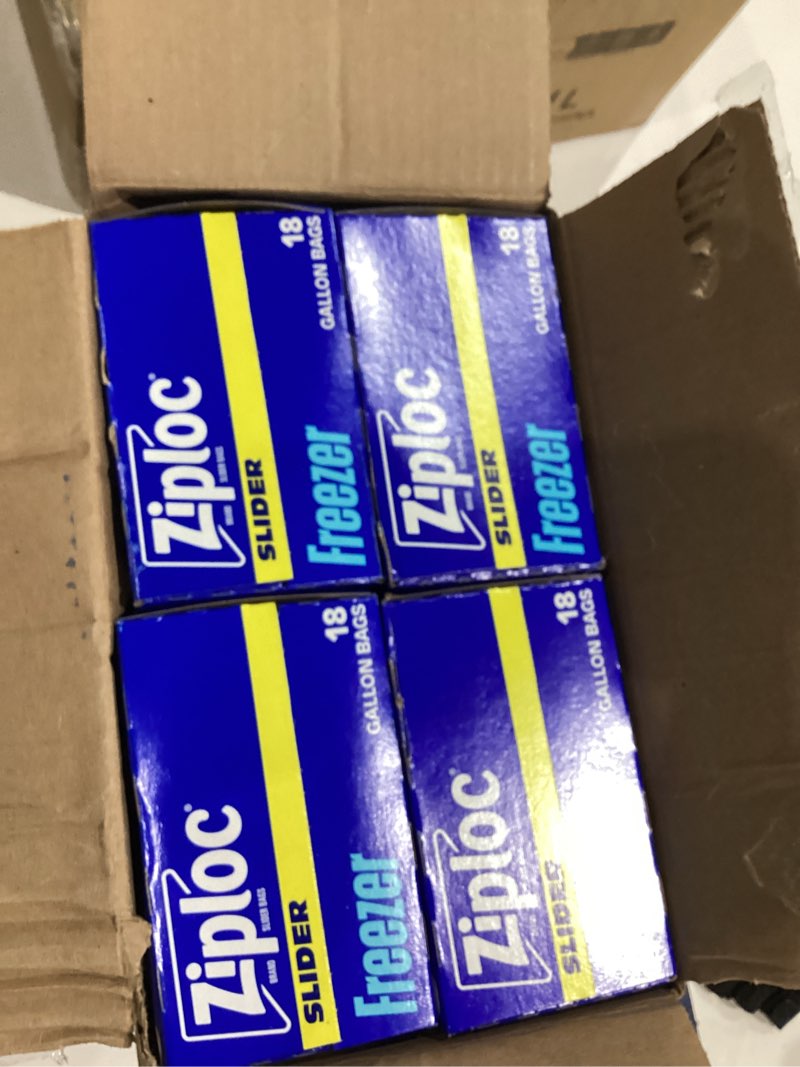 Condition photo showing New/Like New for ziploc gallon food storage freezer slider bags, power shield technology for more durability, 72 count 72 count gallon