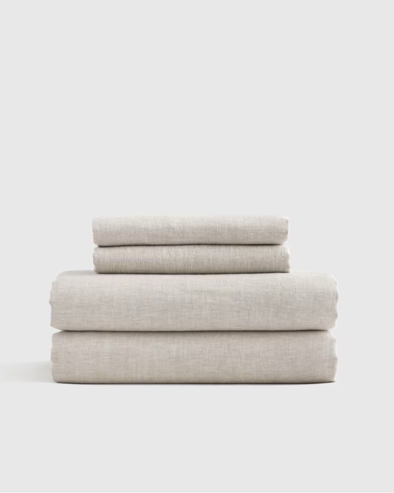 quince european linen sheet set queen natural  chambray