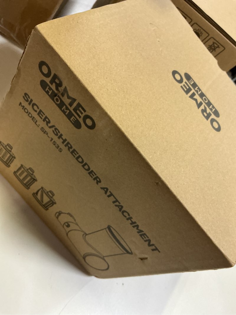 Condition photo showing New/Like New for Slicer Shredder Attachments for ORMEO HOME Juicer Machine ZM1535 Cold Press Juicer,3 Interchangeable Blades,Cheese Grater with 360° Rotating Drum,Rotary Slicer/Shredder for Fruit,Vegetables,Nuts