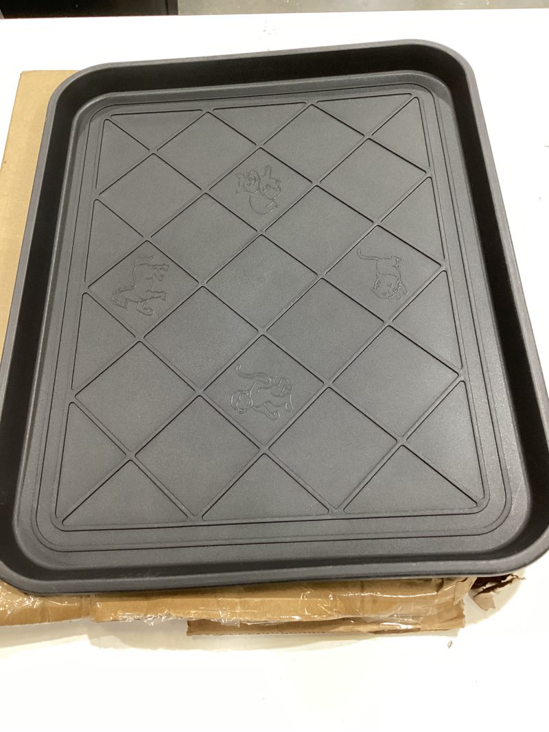 Condition photo showing Good Condition for all-weather boot tray - water-resistant plastic mud pan, pet food tray, and outdoor or indoor shoe mat for entryway by stalwart (black) black 1