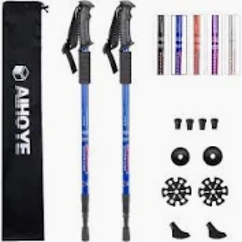 aihoye hiking trekking poles 2 pack collapsible lightweight anti shock walking
