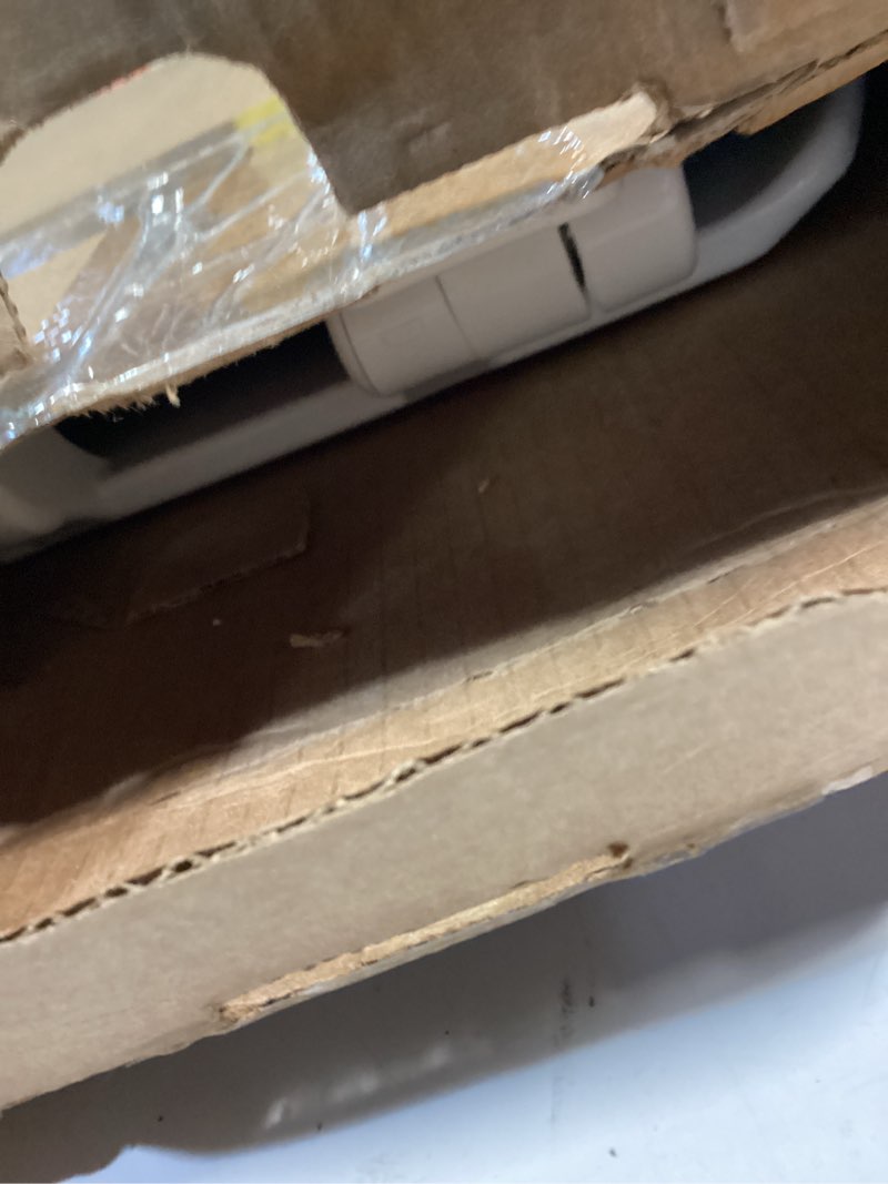 Condition photo showing As Is for centoco elongated toilet seat soft close, closed front with cover, molded wood, made in the usa, 900sc-001, white white elongated slow close / made in the usa