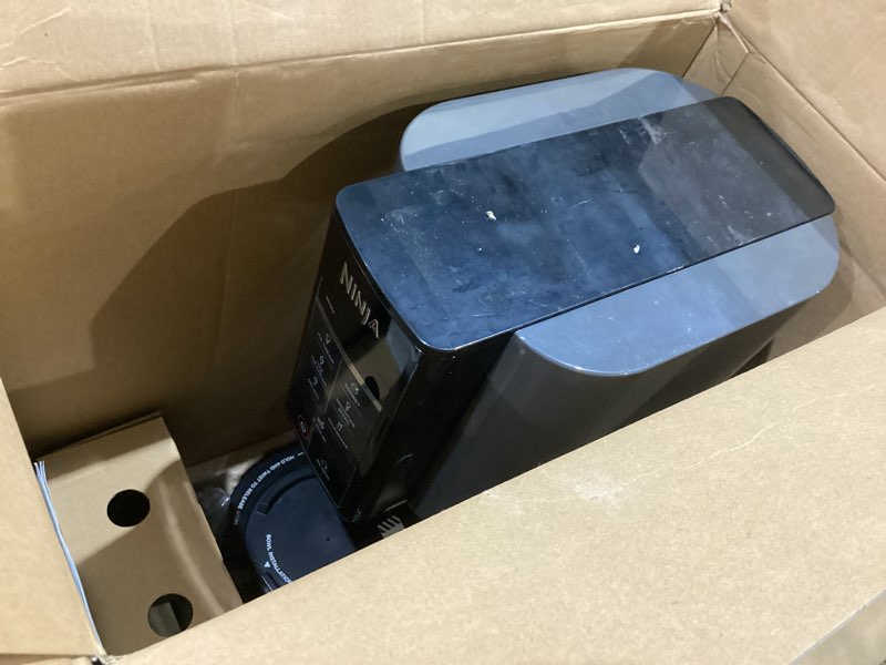 Condition photo showing As Is for ninja nc301 creami ice cream maker, for gelato, mix-ins, milkshakes, sorbet, smoothie bowls & more, 7 one-touch programs, with (2) pint containers & lids, compact size, perfect for kids, silver