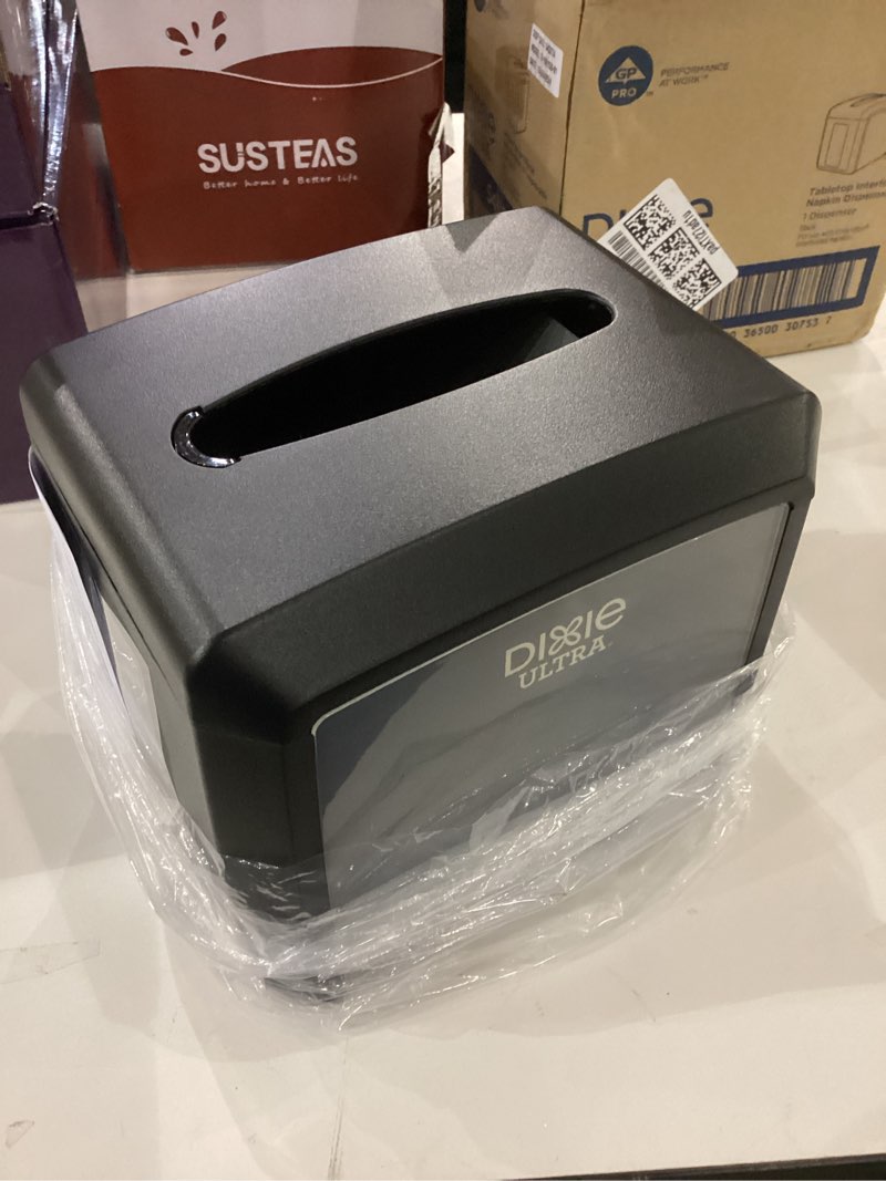 Condition photo showing Good Condition for Dixie Ultra Tabletop Interfold Napkin Dispenser by GP PRO (Georgia-Pacific), Black, 54527A, Holds 275 Napkins, 7.600" W x 6.100" D x 7.200" H