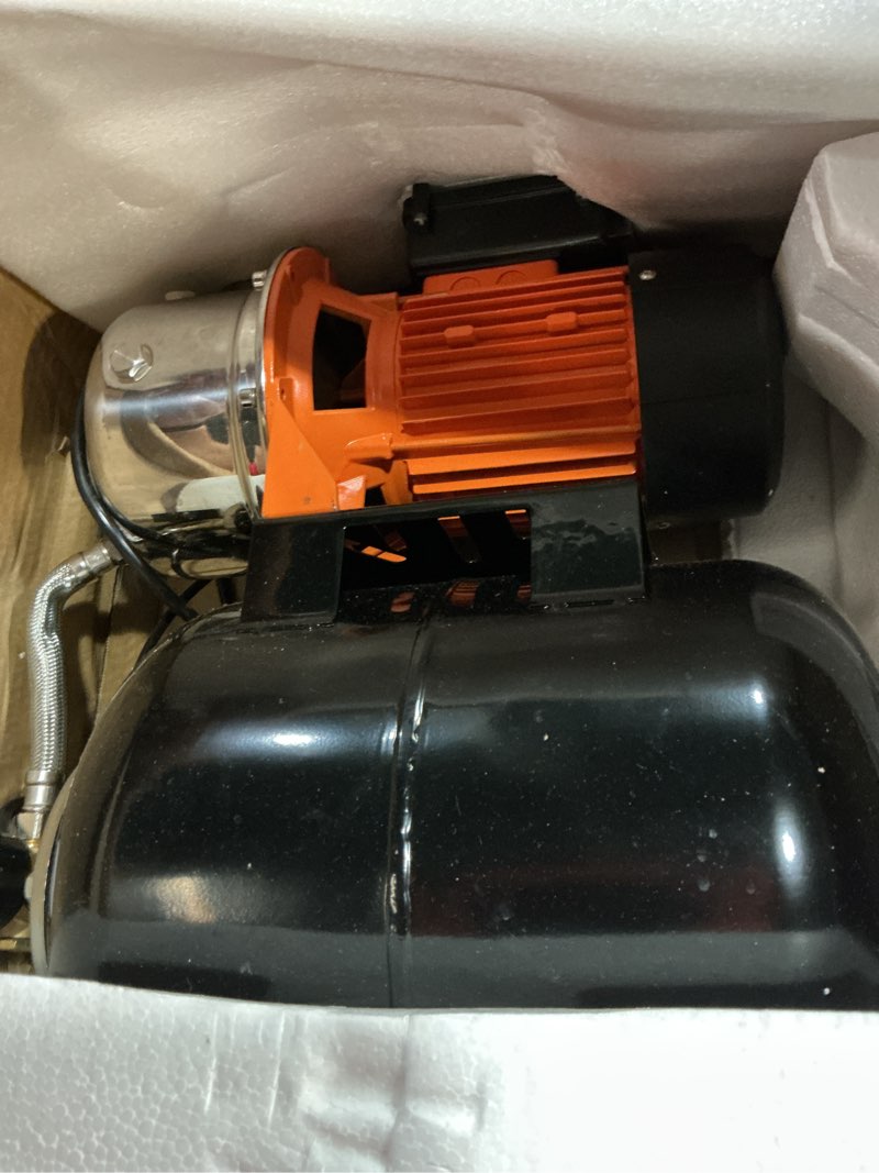 Condition photo showing Good Condition for 1 hp shallow well pump with pressure tank, 1000 gph, automatic irrigation water booster pump with 130 ft head lift 20/40 psi pressure switch 304 stainless steel pump head for home garden lawn