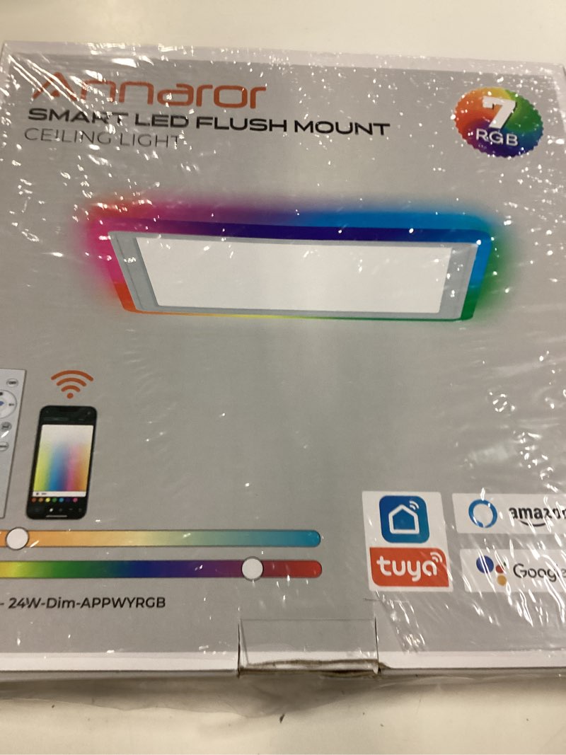 Condition photo showing New/Like New for smart led ceiling light wifi, 13in rgb flush mount lighting fixture with remote, compatible with alexa google home, low profile ceiling light for bedroom, kitchen, square white