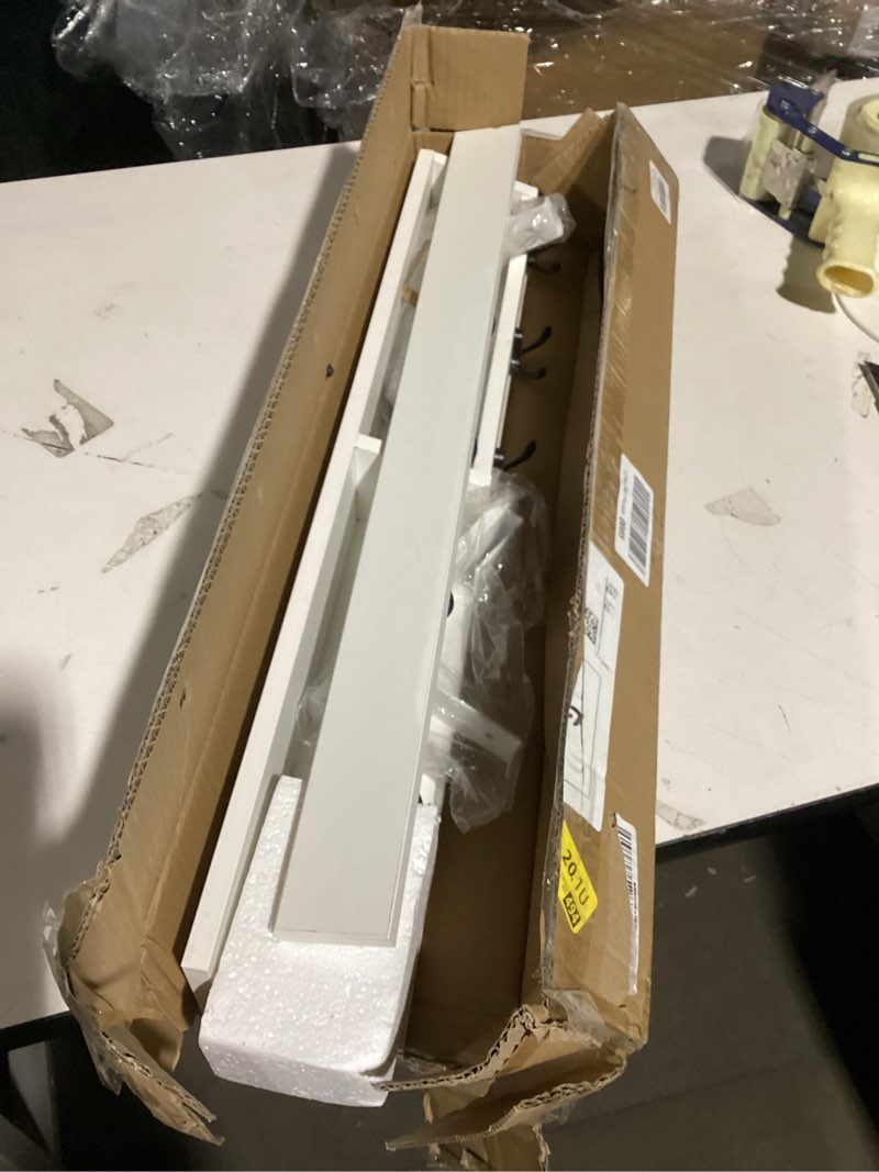 Condition photo showing As Is for Homode Coat Rack Wall Mount with Hooks and Mail Holder, Entryway Floating Shelf with Key Hooks, Hanging Coat Hanger for Entry, Bathroom, Hallway, Bedroom, White