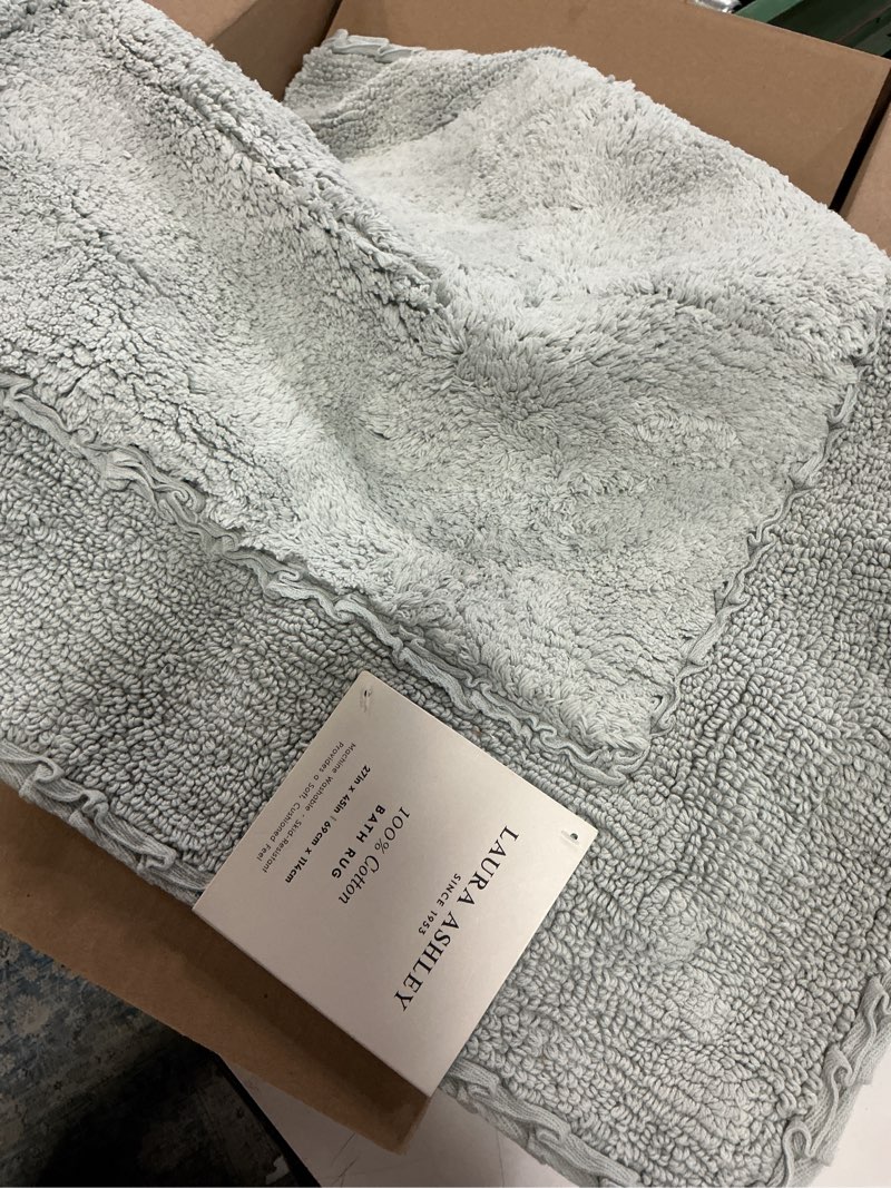 Condition photo showing Good Condition for Laura Ashley Ruffle Border Light Grey 27"x 45" 100% Cotton Bath Rug Light Grey 2'3" x 3'9" (Rectangular)