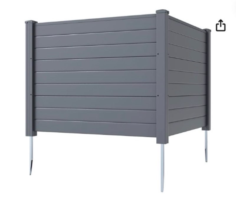 s afstar 2 panels outdoor privacy fence, 48” x 38” air conditioner fence with metal ground stakes, decorative garden fence trash can screen for patio & backyard (gray)