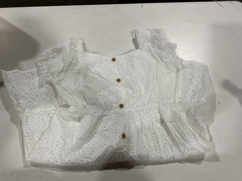 Condition photo showing Good Condition for dokotoo kids girls dresses summer short sleeve casual a-line button down eyelet midi dress 6-15 years 12-13 years white