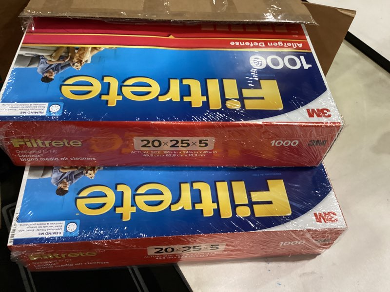 Condition photo showing Good Condition for filtrete 20x25x5 air filter merv 11, mpr 1000 micro allergen defense 2-pack, fits lennox, ac furnace hvac filters for home, pleated electrostatic (actual size 19.63 x 24.75 x 4.31 in)