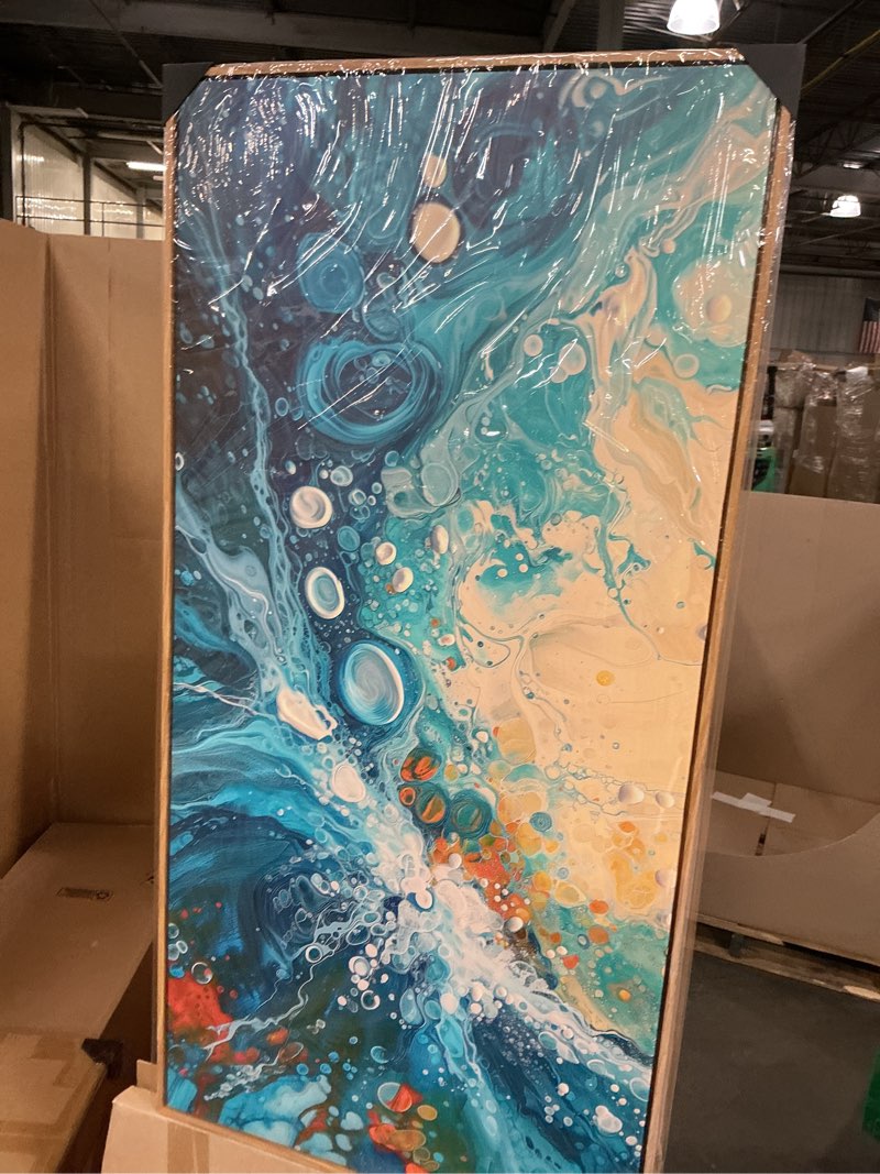 Condition photo showing New/Like New for youkuart Wall Art Abstract Artwork Colorful Bubble Art Green and Orange Canvas Prints for Living Room Bedroom Dining Room Home Office Decor Large Framed Ready to Hang 20"x40" 40"L x 20"W green