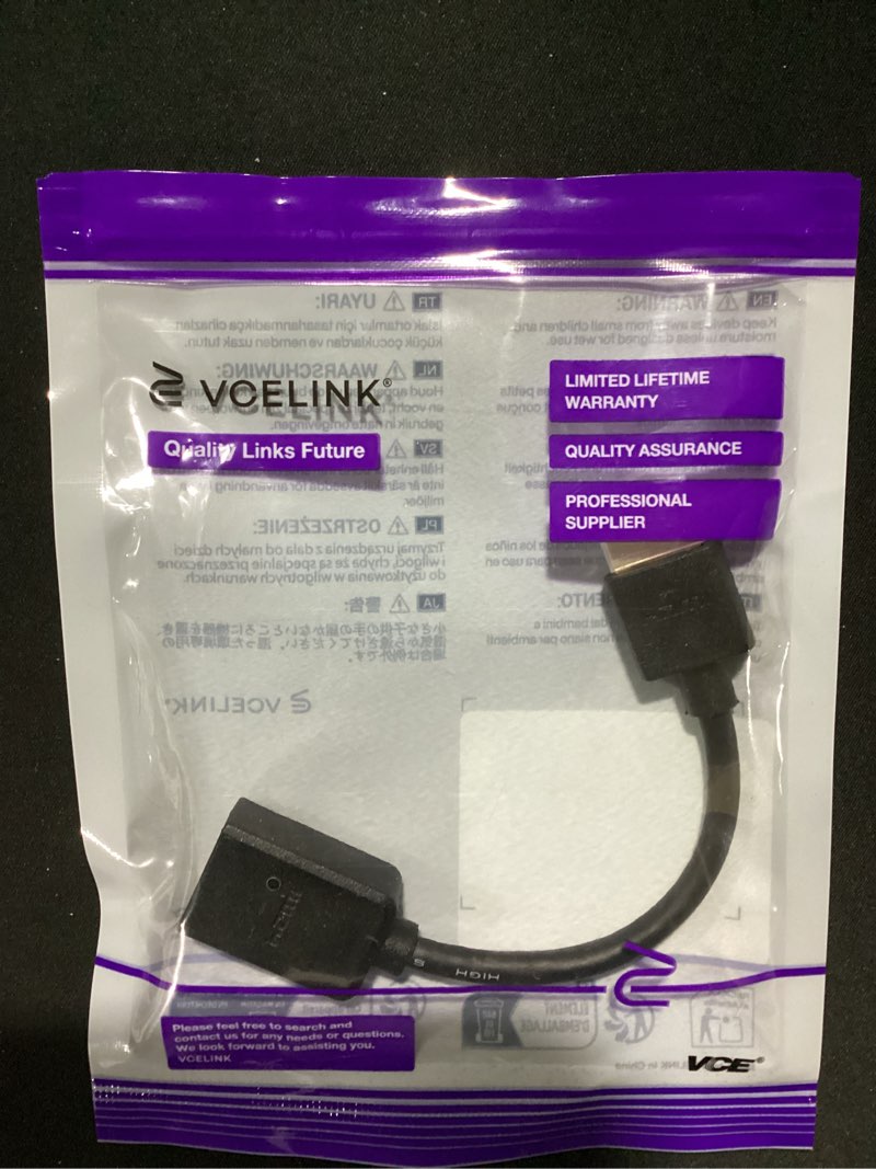 Condition photo showing New/Like New for vce hdmi extension cable male to female adapter short hdmi extender support 4k 3d compatible with google chrome cast, roku stick, hdtv, laptop and pc 0.46 feet