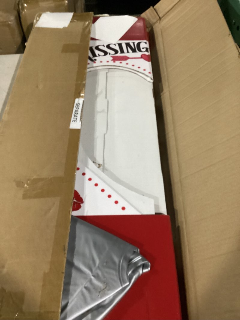 Condition photo showing Good Condition for Valentine's Kissing Booth 54 x 28 in Valentines Photo Prop Kissing Booth Stand Cardboard Cutout Decorative Sign for Carnival Romantic Wedding Party Outdoor Decorations(Classic)