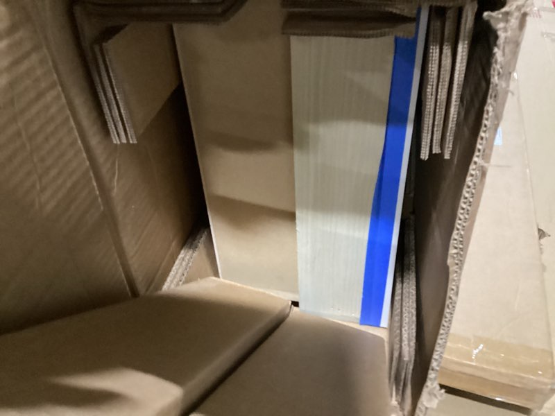 Condition photo showing As Is for Iron-A-Way Built-In Ironing Center with 42 Inch Ironing Board, Hot Iron Storage and Flat White Door-NE42FWU