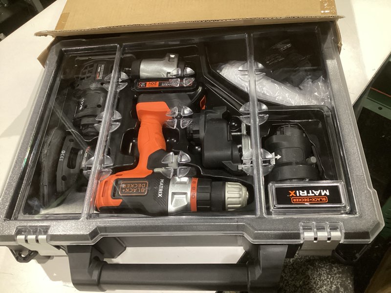 Condition photo showing Good Condition for (not tested)black & decker bdcdmt1206kitc 20v max matrix lithium-ion cordless 6-tool combo kit with storage case
