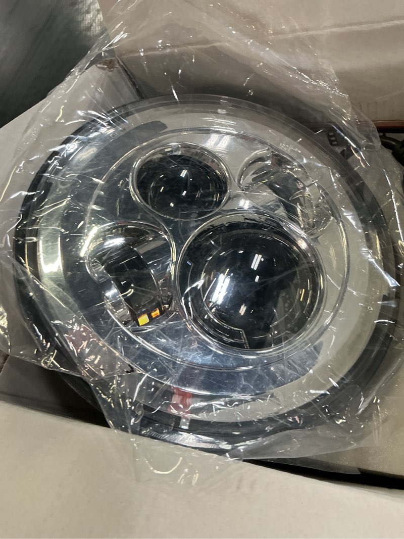 Condition photo showing New/Like New for uni-shine 2pcs projector 7 inch led headlight hi/lo beam chrome 7’’ round h6024 led headlight compatible with jeep wrangler jk cj tj fit for miata, for chevy sc2 chrome (2 pack)