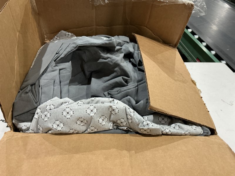 Condition photo showing As Is for monbix queen comforter set - 7 pieces granite grey prewashed bed in a bag queen bedding sets with comforters, all seasons ultra soft comforter bed set with sheets,pillowcases & shams granite queen