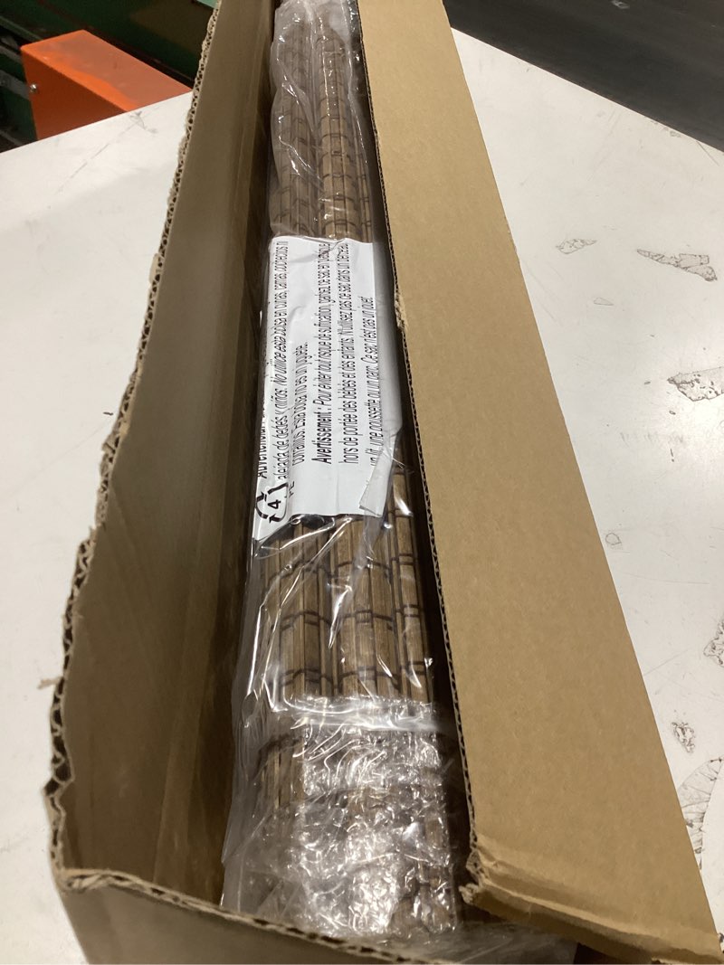 Condition photo showing Good Condition for cordless bamboo roman shades for windows, blinds size (28.5" w ×64" h) colour (highfield teak) highfield teak 28.5" w × 64" h