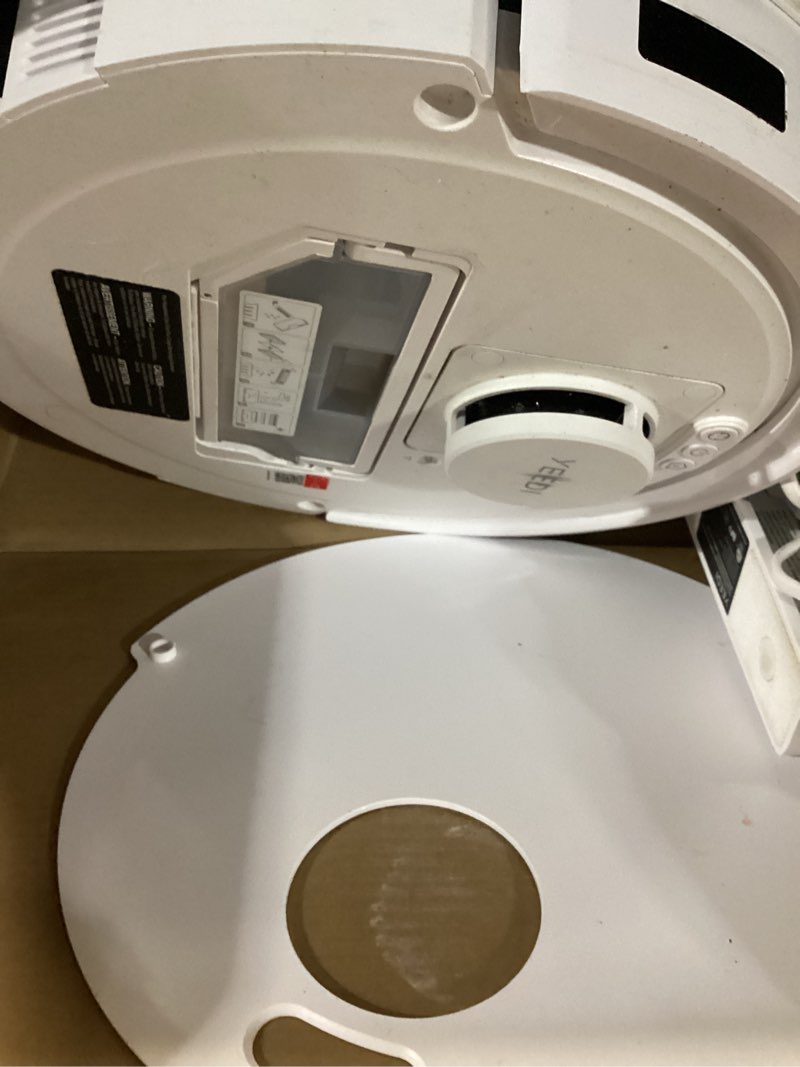 Condition photo showing As Is for yeedi c12 robot vacuum cleaner and mop, 8000pa strong suction, zerotangle brush, smart navigation, self-charging, white