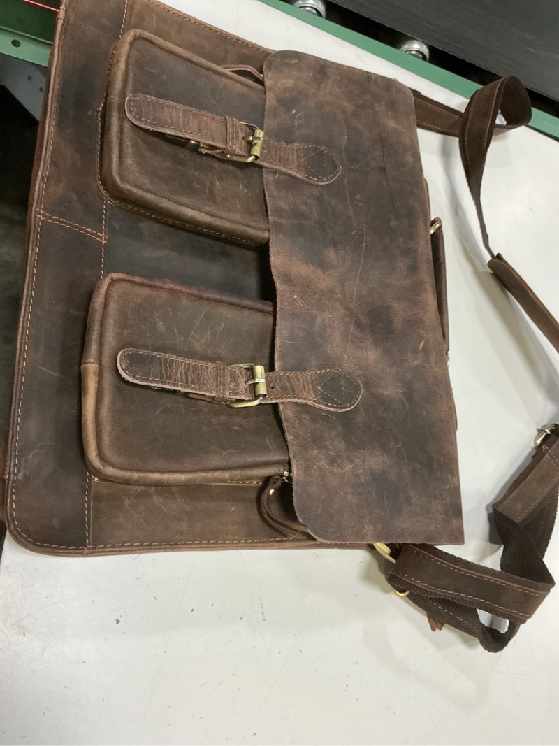 Condition photo showing As Is for komalc 18 inch leather briefcase laptop messenger bags for men and women best office satchel bag (messenger bag)