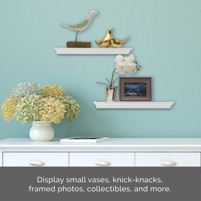 Melannco 2 Pieces Arlington Floating Wall Shelves for Bedroom, Living Room, Nursery