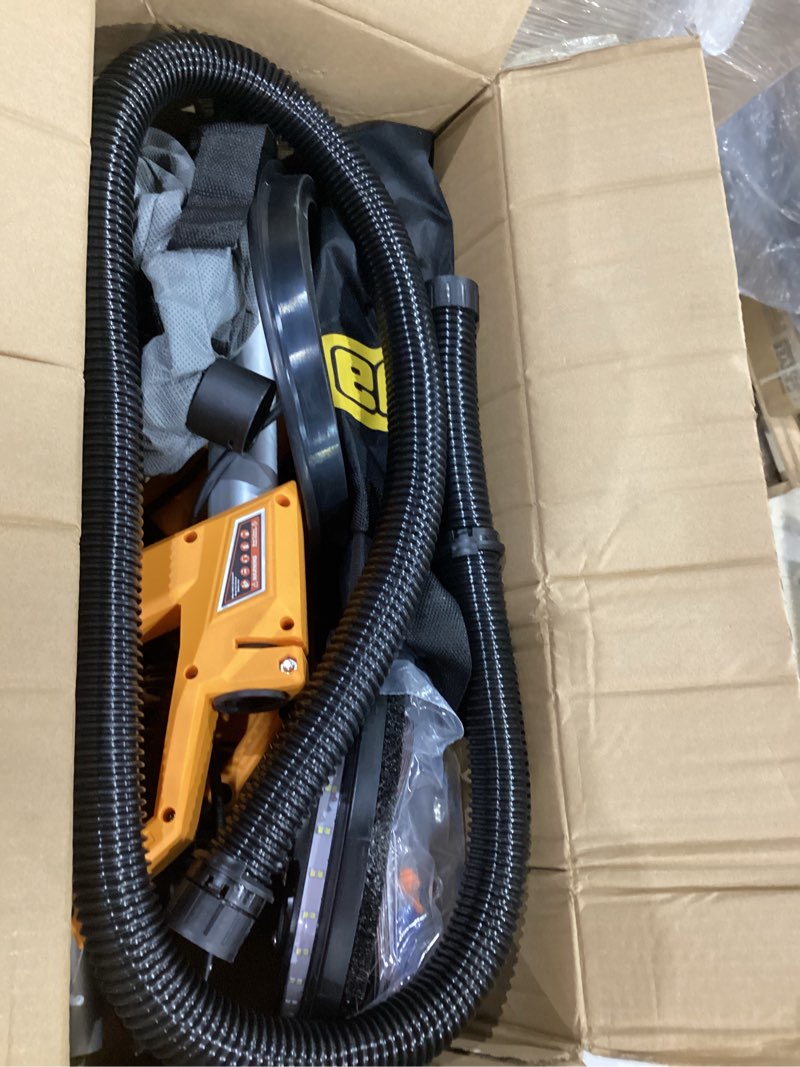 Condition photo showing New/Like New for electric drywall sander, 950w drywall power sander with vacuum dust collector, variable speed 800-2100rpm, led light, dustless wall sander for drywall, popcorn ceiling, corner etc orange