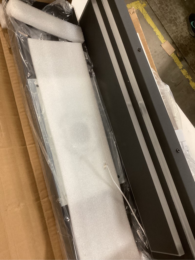 Condition photo showing Good Condition for dusk to dawn outdoor led wall lights, 23.6 in long exterior lighting fixtures,black outdoor sconce lights,3-tier modern porch light,36w warm white outside lights for house,garage, patio,2 pcs dusk to dawn-3-tier modern design 23.6 in - 2 pack