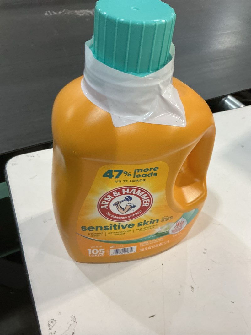 Condition photo showing New/Like New for ARM & HAMMER Sensitive Skin Liquid Laundry Detergent, Fresh Scent, 105 fl oz, 105 Loads Fresh Scent 105 Fl Oz (Pack of 1)
