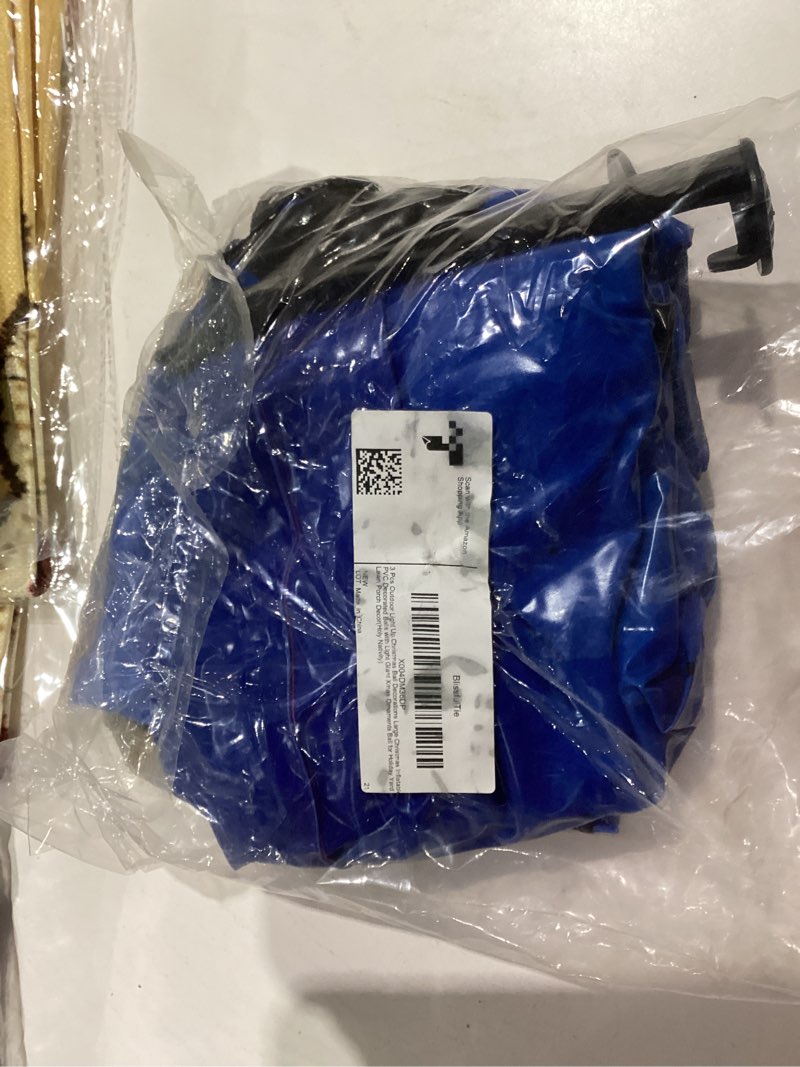 Condition photo showing Good Condition for 2 Pcs 24 Inch Giant Inflatable Christmas Balls,Large Outdoor Inflatable Christmas Balls for Yards, Lawns, Porches, Gardens, Front Doors or Windows Christmas Decorated 2 Pcs Blue