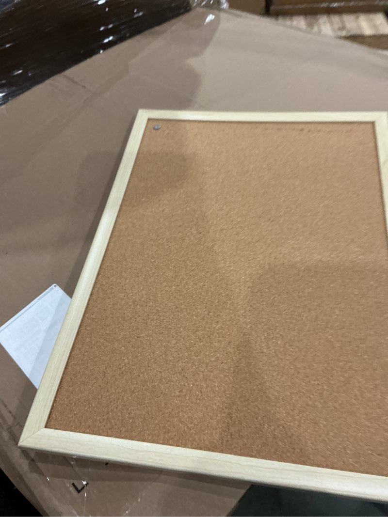 Condition photo showing Good Condition for u brands cork bulletin board, 18" x 24" inches, light birch wood frame (265u00-01)
