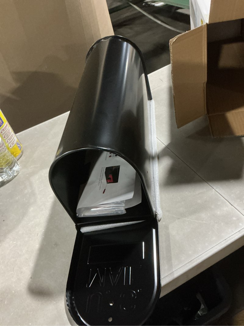 Condition photo showing Good Condition for black metal mailboxes for outside post mount, standard mail box, galvanized steel heavy duty mailbox, medium capacity, 19 x 8.7 x 6.7 inches