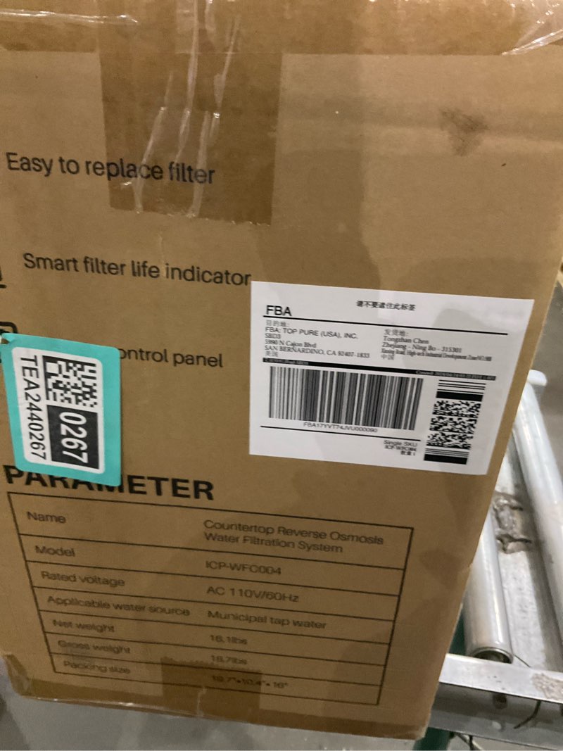 Condition photo showing New/Like New for icepure icp-wfc004 countertop reverse osmosis system, instant hot water dispenser, 3-stage ro water filter, 3:1 pure to drain, water purifier for home, 4 temperature options, no installation required