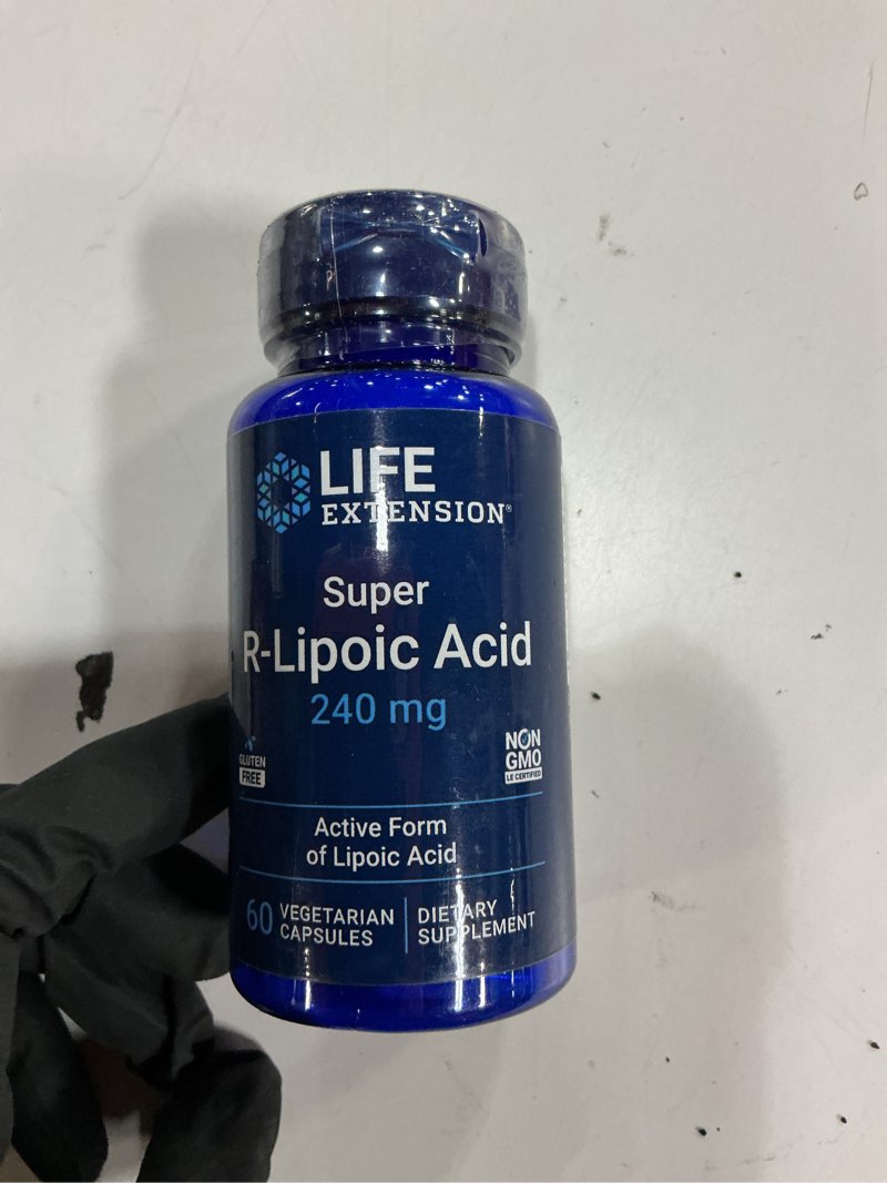 Condition photo showing New/Like New for (04/2026) Life Extension Super R-Lipoic Acid – Healthy Aging, oxidative Stress Defense – with 240 mg of Active R-Form of R-Lipoic Acid – Gluten-Free – Non-GMO – Vegetarian – 60 Capsules 60 Count (Pack of 1)