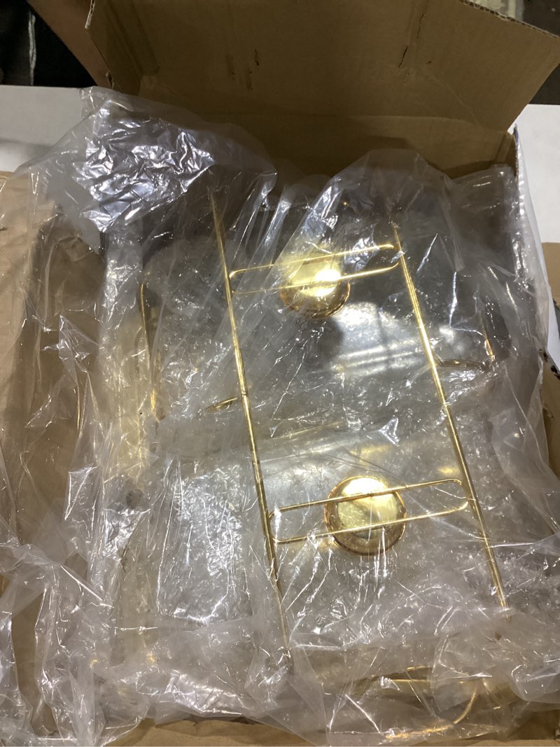 Condition photo showing As Is for Stoneware 2-Piece Baking Dish, Glass Lid and Metal Stand, Bake and Server Food Warmer Set, Oven, Dishwasher and Freezer gold