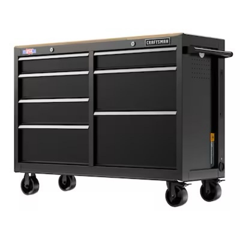 craftsman 52-in  x132 cmdrawers rolling black butcher block work bench