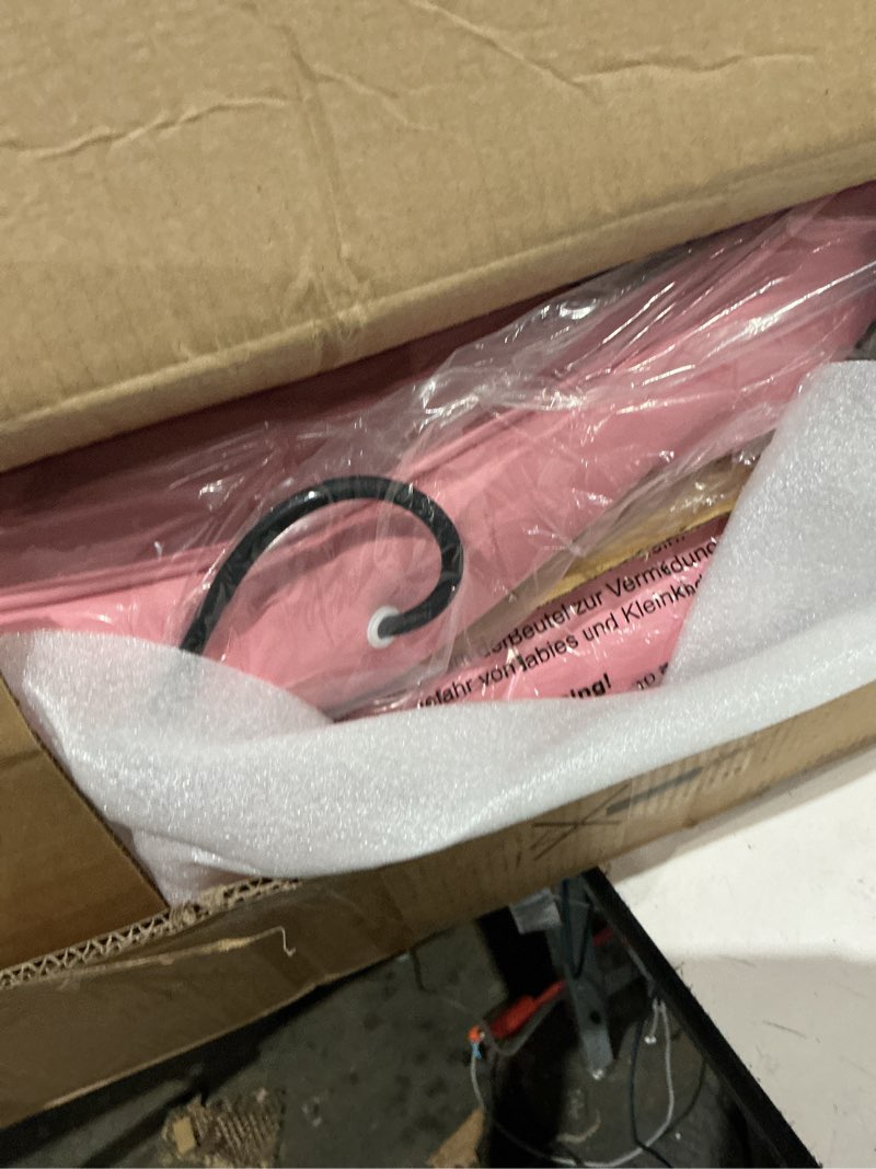 Condition photo showing As Is for ylzyxal office desk chair, ergonomic computer chair with padded flip-up arms and adjustable lumbar support, pu leather executive chair with tilt lock and 360° swivel rolling wheels for work, study pink