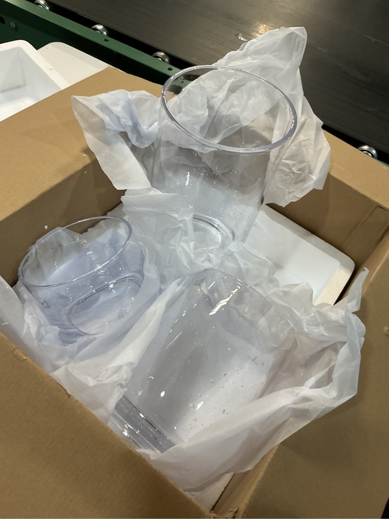 Condition photo showing New/Like New for ariamotion hurricane candle holders for pillar hand blown glass cylinder vases table centerpiece bulk room decor clear seeded bubbles living dining kitchen island 10" 7" 4" set of 3 bubbles clear h10", h7", h4" set of 3