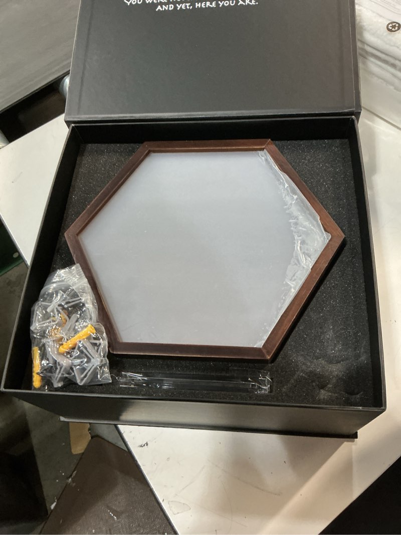 Condition photo showing New/Like New for HexCase - Wooden Acrylic Hexagon Display Case for 1 Sports or TCG Trading Card or Mini Figure | Wall or Desk Shadow Box Display for Collectibles | Gift-Ready Collector Case
