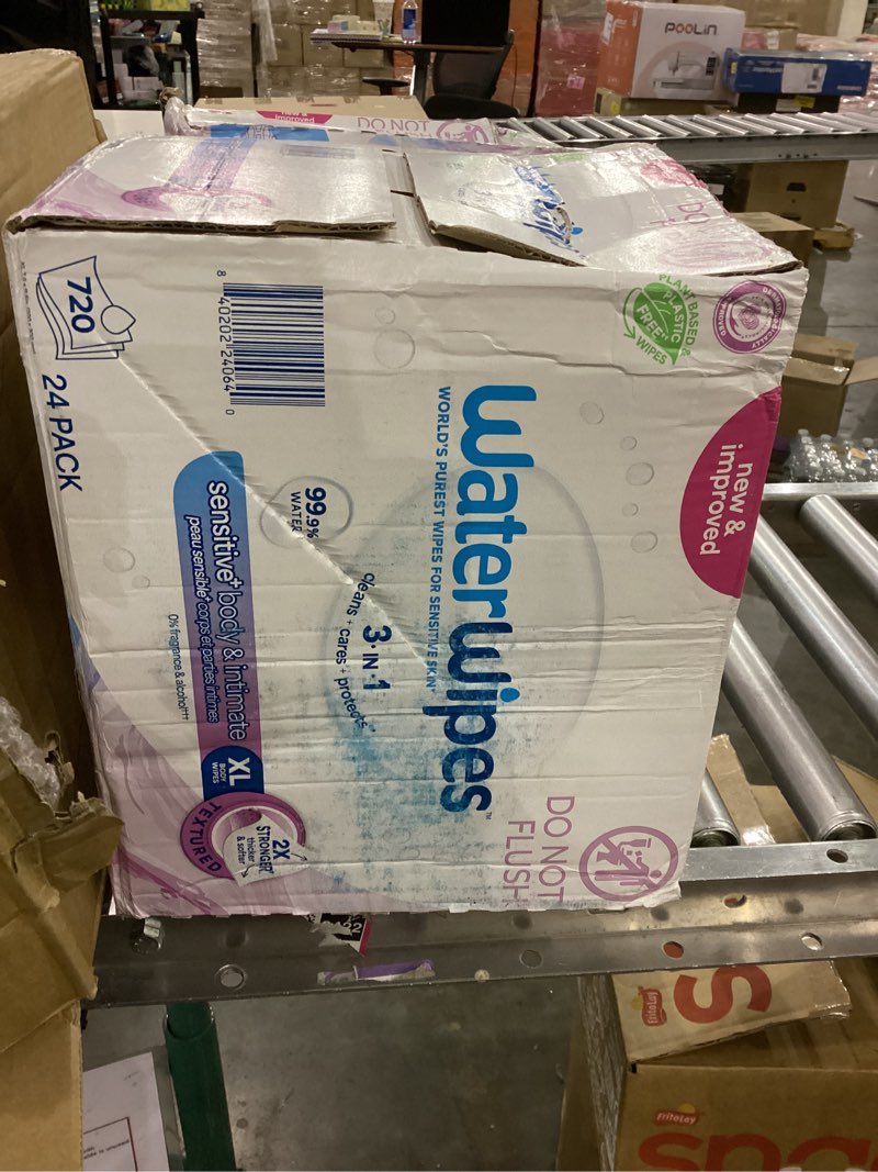 Condition photo showing New/Like New for WaterWipes Adult Care Sensitive Body & Intimate Hygiene Wipes, 720 Wipes (24 Packs), Extra Large Textured, 99.9% Water-Based, For Everyday Personal Uses 30 Count (Pack of 24)