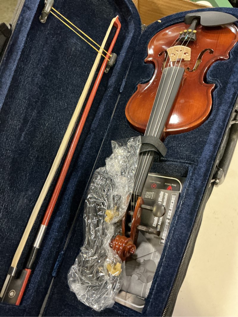 Condition photo showing Good Condition for Pyle 1/4 Size Beginner Violin Starter Kit, Violin Starter Package with Travel Case & Bow, Extra Strings, Digital Tuner, Shoulder Rest & Cleaning Cloth for Students, Kids, Adults a) 1/4 Size