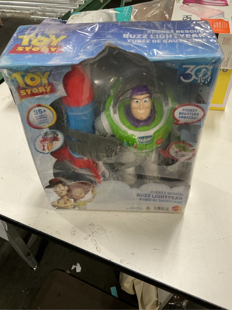 Condition photo showing Good Condition for Mattel Disney Pixar Toy Story Buzz Lightyear 10-inch Action Figure Toy with Rocket & 20 Plus Phrases & Sounds, Rocket Rescue Pack Buzz Pack?