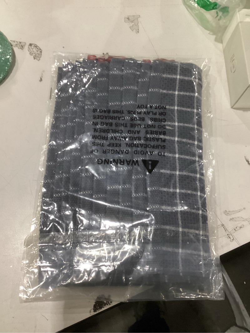 Condition photo showing New/Like New for Homaxy 100% Cotton Dish Cloths, 6 Pack-12 X 12 Inches, Check Design Waffle Weave Dish Rags for Washing Dishes, Ultra Absorbent and Fast Drying Dishcloths, Grey Grey 12 x 12 inch-6 Pack