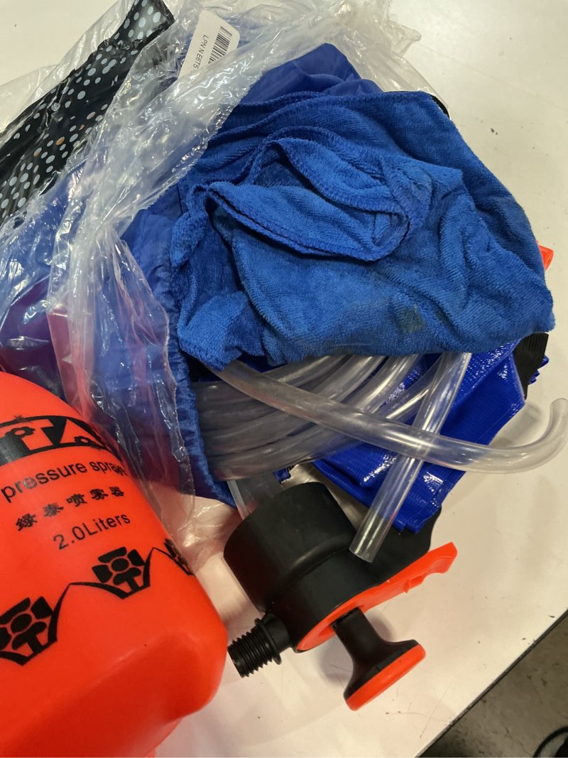 Condition photo showing As Is for oiktylr 18pcs mini split cleaning kit bag, waterproof ac cleaning cover with storage bag, pvc air conditioner cleaning bib with 2l pressure sprayer, hvac minisplit cleaning kit (large)