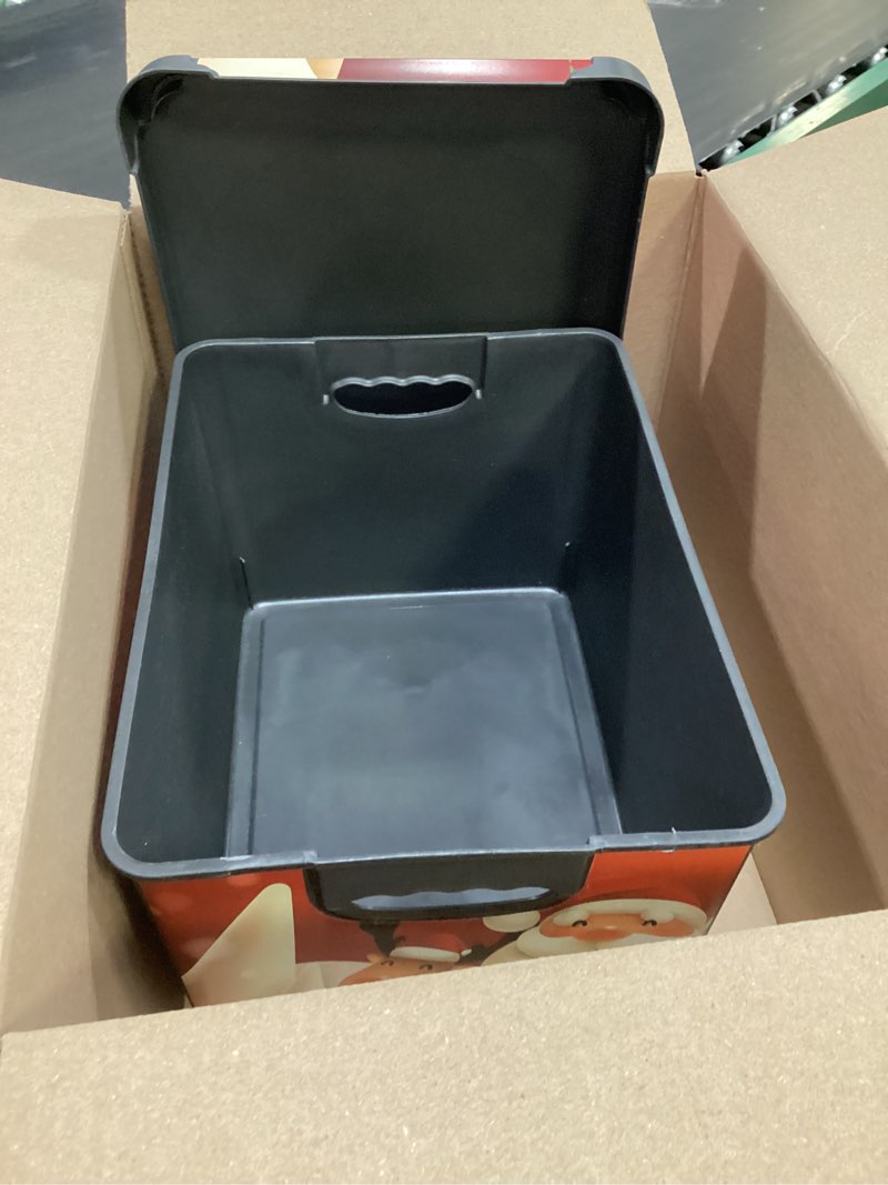 Condition photo showing Good Condition for simplify "santa clause is coming to town" design storage tote bin