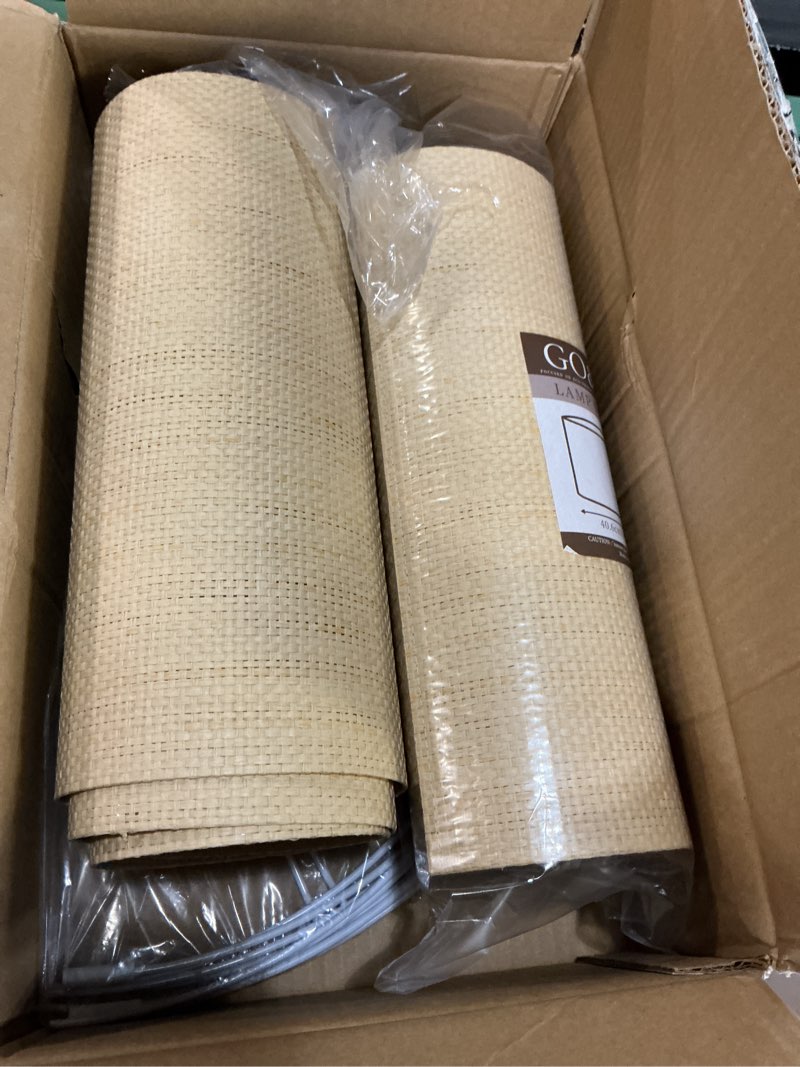 Condition photo showing New/Like New for go&so set of 2 cylinder drum lamp shades farmhouse lampshades, 10" l x 10" h (e26 spider), woven lampshades for table lamp & bedside lamps,replacement lamp shade in hand crafted,easy assembly required hand-woven fabric 10*10*10in-2pc