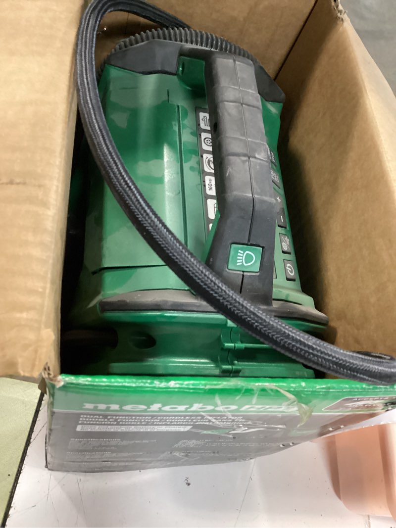Condition photo showing As Is for metabo hpt multivolt 18-volt li-ion air inflator (power source: battery/car/electric)