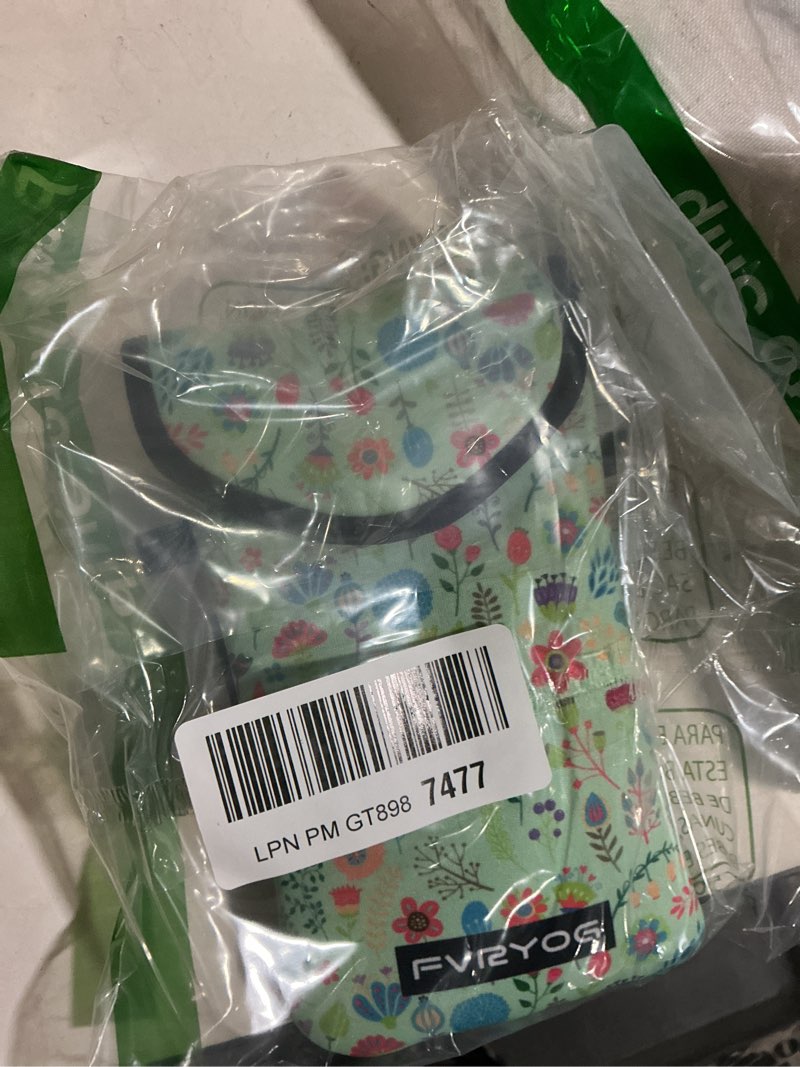 Condition photo showing As Is for neoprene phone sleeve pouch case bag for men women w/crossbody strap/neck lanyard for iphone 17/16/15/14 pro max, samsung s25?pixel 10 7.1 x 3.9 in green flower cell phone sleeves